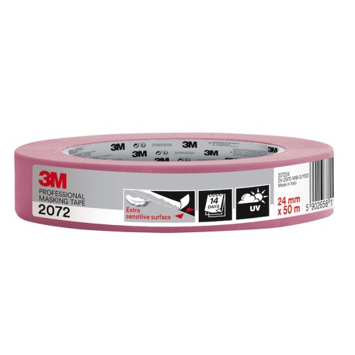 3M 2072 Extra Sensitive Professional Masking Tape 1" / 24mm (Pink)