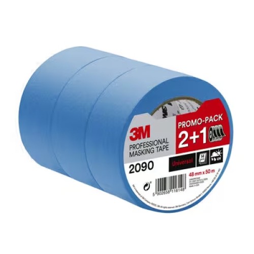 3M 2090 Professional Masking Tape 2" / 48mm (Blue) 2 + 1 Promo Pack 