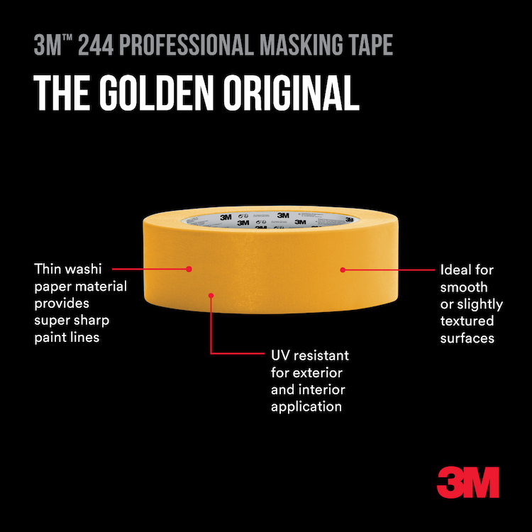 244 3M, 3M SCOTCH 244 Gold Masking Tape 18mm x 50m, 727-1319