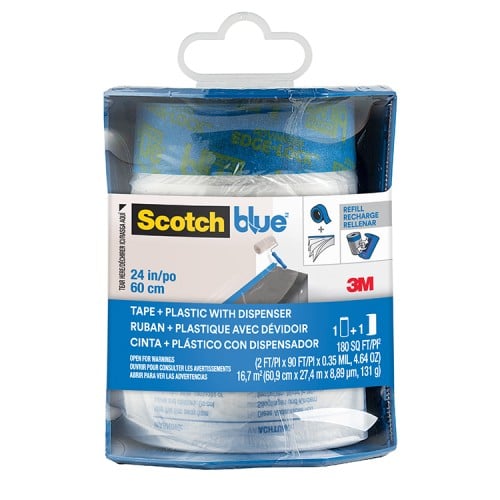 3M ScotchBlue™ Pre-taped Painter's Plastic With Dispenser 60.9cm x 27.4m (24")