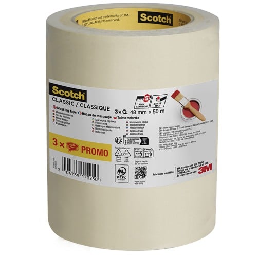 3M Scotch Classic Masking Tape 2" 3 Pack