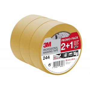 3M 244 High Precision Professional Masking Tape 1.5" / 36mm (Gold) 2+1 Free Promo Pack 