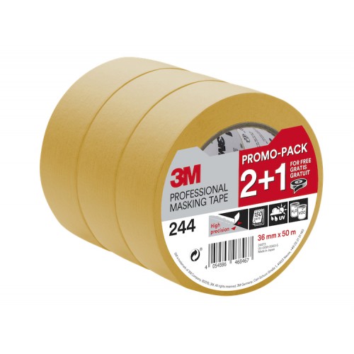3M™ 244 High Precision Professional Masking Tape 1.5" / 36mm 2+1 Free Promo Pack