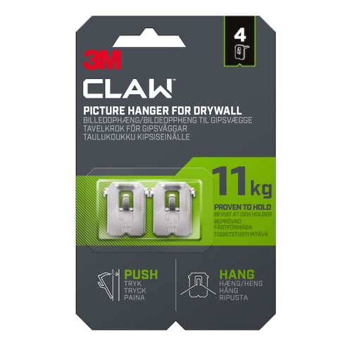 3M Claw Drywall Picture Hanger 11KG 4 Pack
