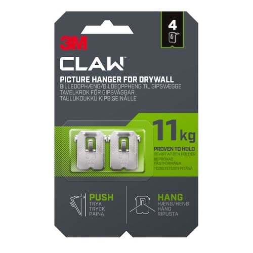 3M Claw Drywall Picture Hanger 11KG 4 Pack 3M Claw Drywall Picture Hanger 11KG 4 Pack