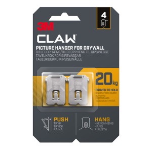 3M™ Claw™ Drywall Picture Hanger 20KG 4 Pack