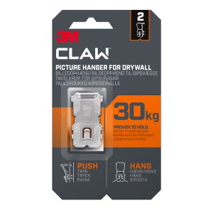 3M™ Claw™ Drywall Picture Hanger 30KG 2 Pack