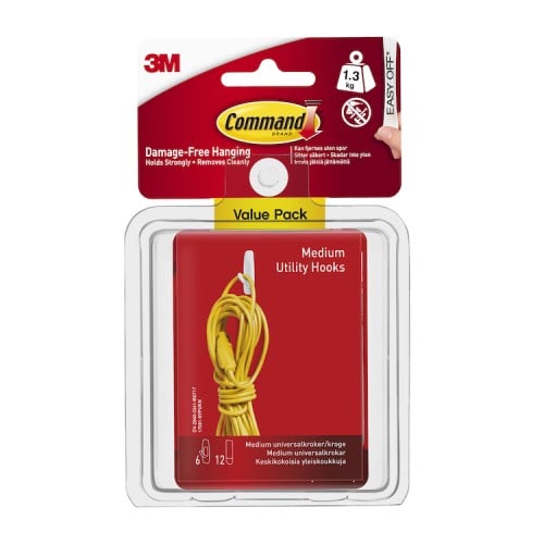 3M Command Medium Utility Hook Value Pack 17001-6 3M Command Medium Utility Hook Value Pack 17001-6