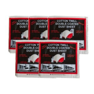 Cotton Twill Double 12 x 9 Coated Dust Sheet - 5 Pack