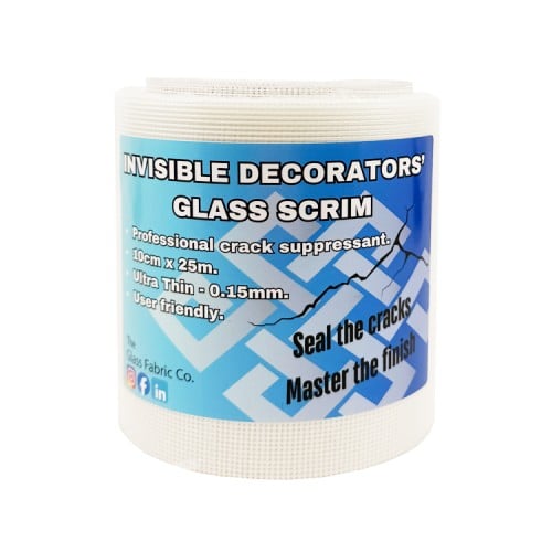 Invisible 'Ultra Thin' Glass Decorators Scrim 10cm x 25m Invisible 'Ultra Thin' Glass Decorators Scrim 10cm x 25m