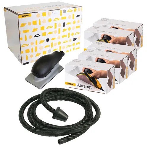 Mirka Hand Sander 70x125mm Dust Free Sanding Kit With Abranet Mirka Hand Sander 70x125mm Dust Free Sanding Kit With Abranet
