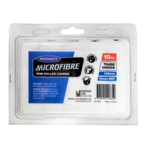 Monarch Microfibre 4" Mini Roller Sleeves 10mm Nap - 10 Pack