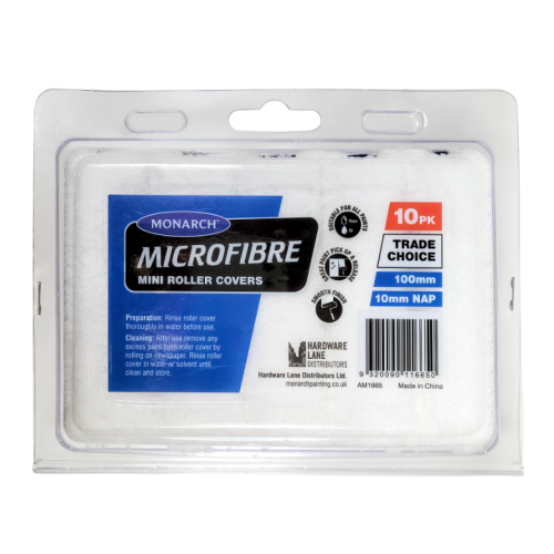 Monarch Microfibre 4" Mini Roller Sleeves 10mm Nap - 10 Pack