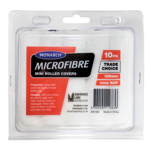 Monarch Microfibre 4" Mini Roller Sleeves 4mm Nap - 10 Pack Monarch Microfibre 4" Mini Roller Sleeves 4mm Nap - 10 Pack