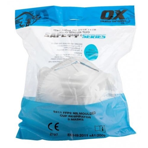 OX FFP2 Moulded Cup Respirator – 3 Pack