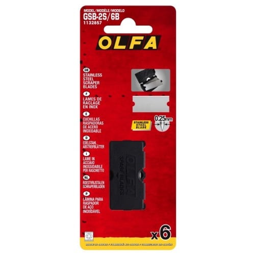 Olfa GSR-2 Replacement Blades For Slim Glass Scraper Pack Of 6