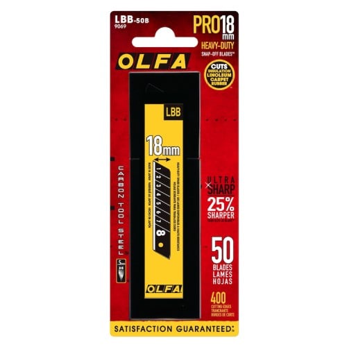 Olfa Excel Black Ultra Sharp Snap Off Blades 18mm Pack Of 50