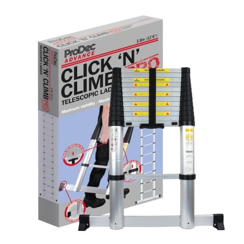 Prodec Click 'N' Climb Pro Telescopic Ladder 3.8m Prodec Click 'N' Climb Pro Telescopic Ladder 3.8m