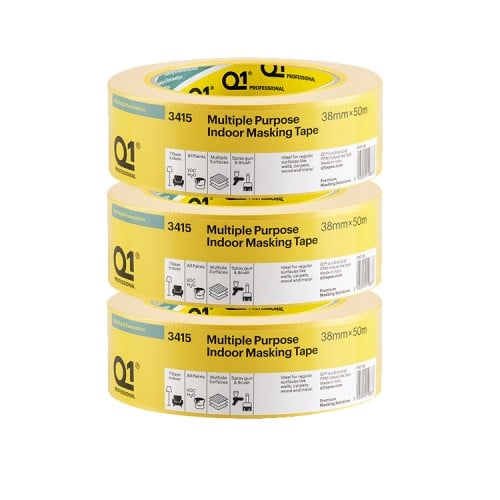 Q1 3415 Multi Purpose Indoor Masking Tape 1.5" / 38mm- 3 PACK