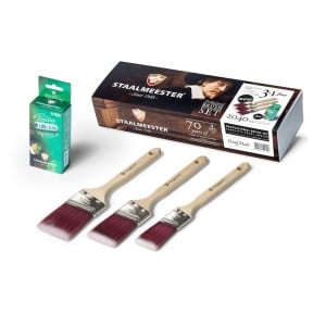 Staalmeester 2040 Exquisite Pearl Brush Set 3 Pack + FREE PACK OF MINI ROLLER SLEEVES