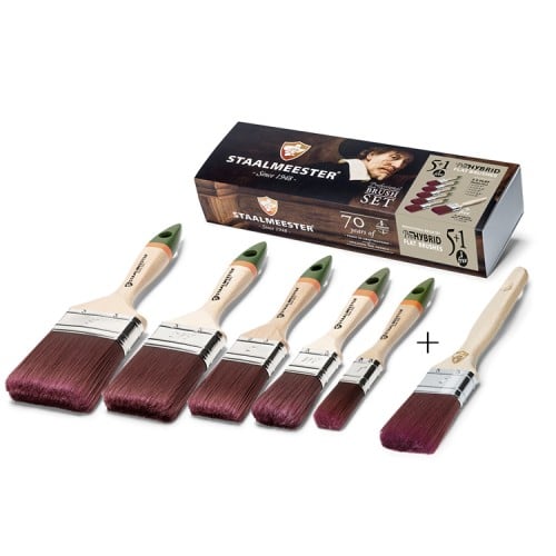 Staalmeester 'The Works' Pro Hybrid Flat Brush Set 5 + 1 Brush Free Pack Staalmeester 'The Works' Pro Hybrid Flat Brush Set 5 + 1 Brush Free Pack