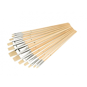 Flat Bristle Artist Brush Set 12 Piece