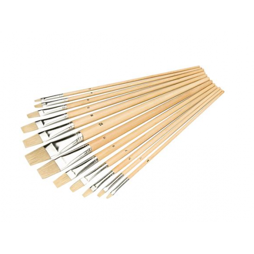 Flat Bristle Artist Brush Set 12 Piece